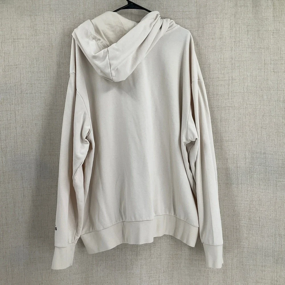 Adidas Mens XXL Cream Graphic‎ Logo Pullover Hoodie Off White Sportswear Comfy